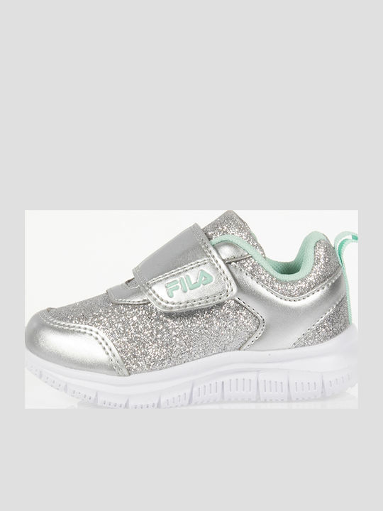 Glitter Αθλητικά Παιδικά Παπούτσια Running με Σκρατς Ασημί