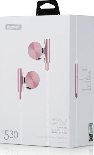 Remax RM-530 In-ear Handsfree με Βύσμα 3.5mm Ροζ Χρυσό