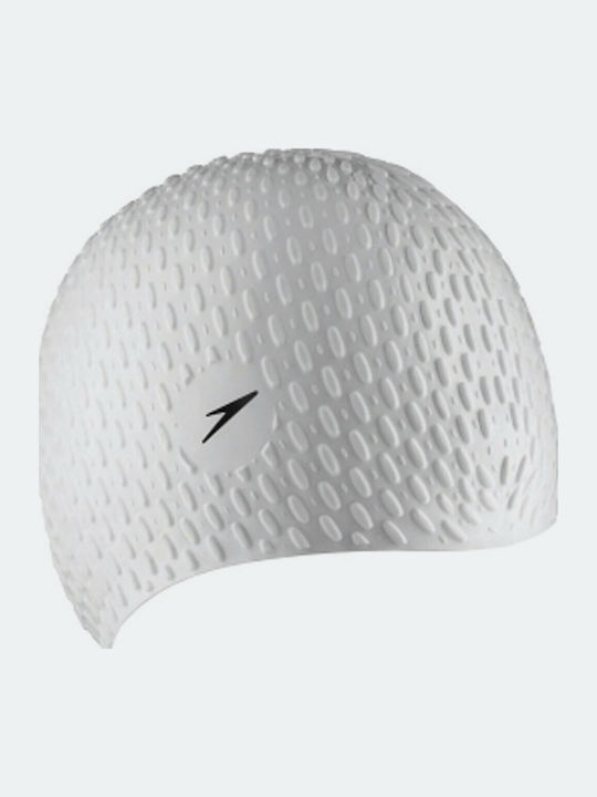 Speedo Bubble Silicone Adults Swimming Cap White