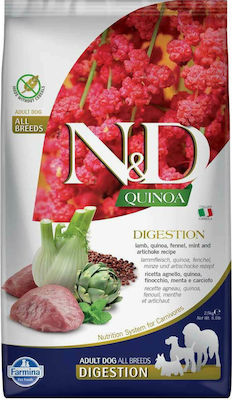 Farmina N&D Quinoa Digestion 2.5kg Hrană Uscată fără Cereale pentru Câini Adulți cu Miel