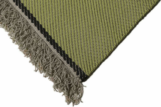 Tapicap Diagonio Handmade Rug Outdoor Rectangular with Fringes Green - Beige