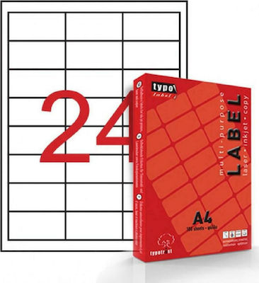 Typotrust 2400 Self-Adhesive Rectangular A4 Labels 64.6x33.8mm