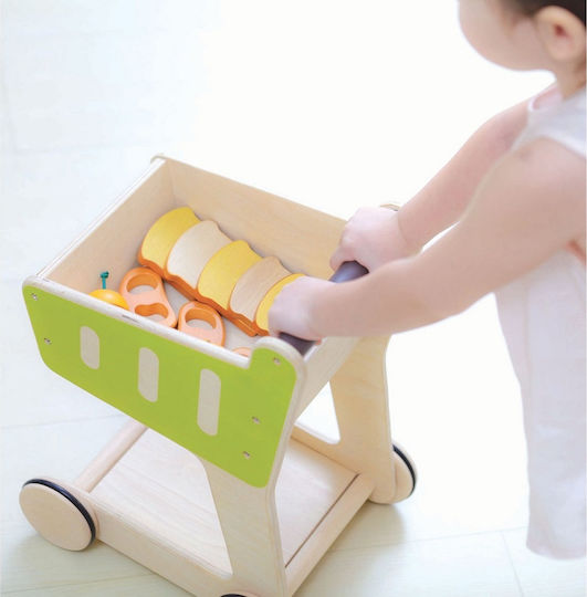 Plan Toys Wooden Supermarket Trolley for 2+ Years Old 40 cm