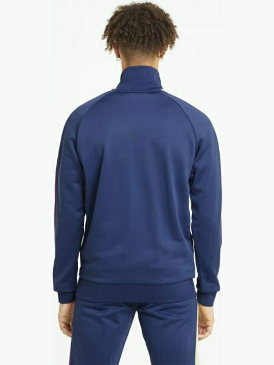 Puma Iconic T7 Men's Sweatshirt Jacket with Pockets Navy Blue