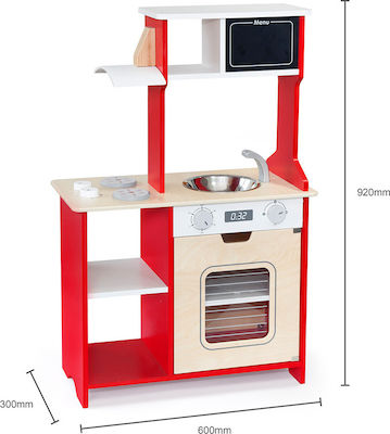 Viga Toys Kids Kitchen Κουζίνα Ξύλινη Τετράπλευρη Κόκκινη made of Wood 92 cm cm. 50671