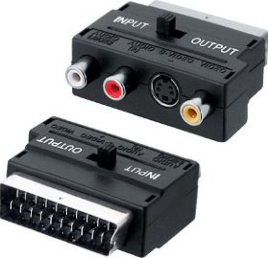 Valueline VLVP 31902B Convertor Scart masculin în RCA / S-Video feminin 1buc