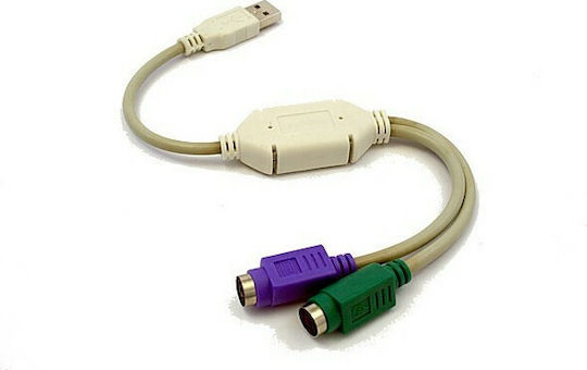 Cablexpert CABLEXPERT UAPS12 Converter USB-A male to PS/2 female White 1pcs
