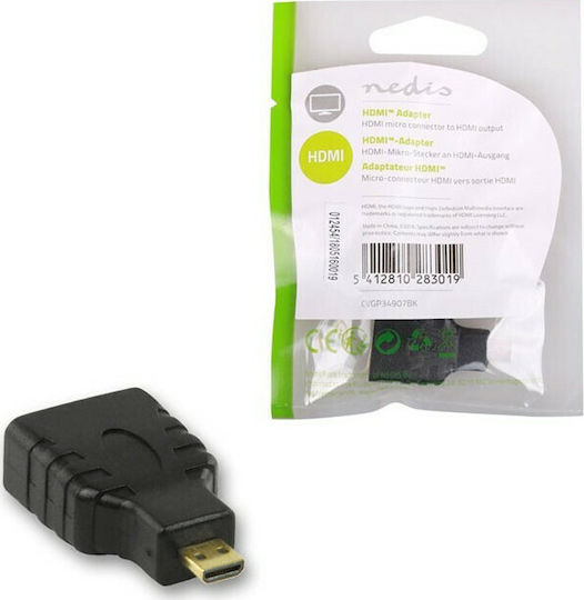 Nedis Konverter Mikro-HDMI männlich zu HDMI weiblich 1Stück CVGP34907BK