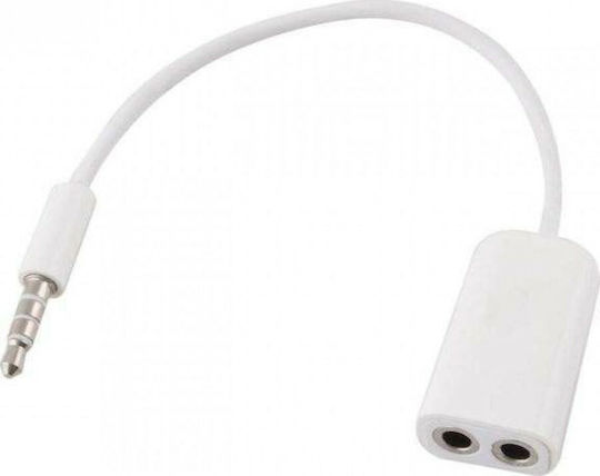 QIHANG Converter 3.5mm male to 3.5mm 2x female White 1pcs CAB-0026Wa