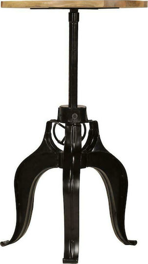Round Bar Table Made of Solid Wood & Black Metal 60x60x76cm
