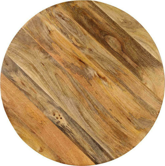 Round Bar Table Made of Solid Wood & Black Metal 60x60x76cm