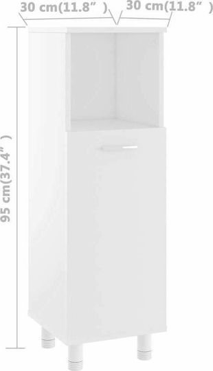 vidaXL Floor Bathroom Column Cabinet L30xD30xH95cm White