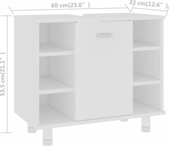 vidaXL Πάγκος χωρίς Νιπτήρα Μ60xΒ32xΥ53.5cm Λευκός