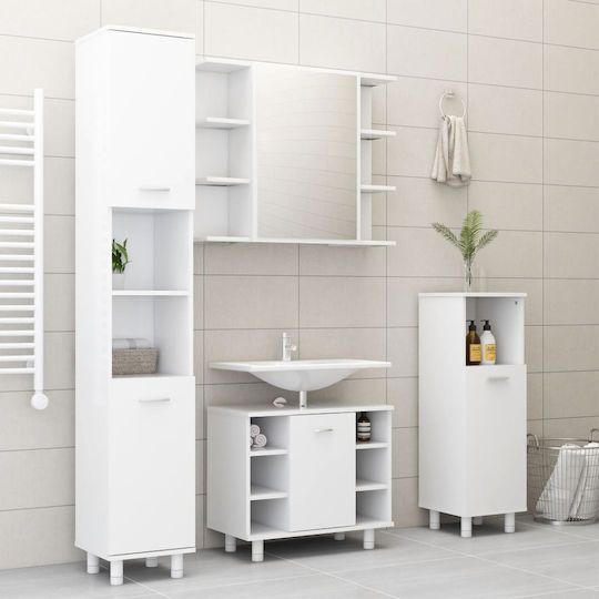 vidaXL Floor Bathroom Column Cabinet L30xD30xH95cm White