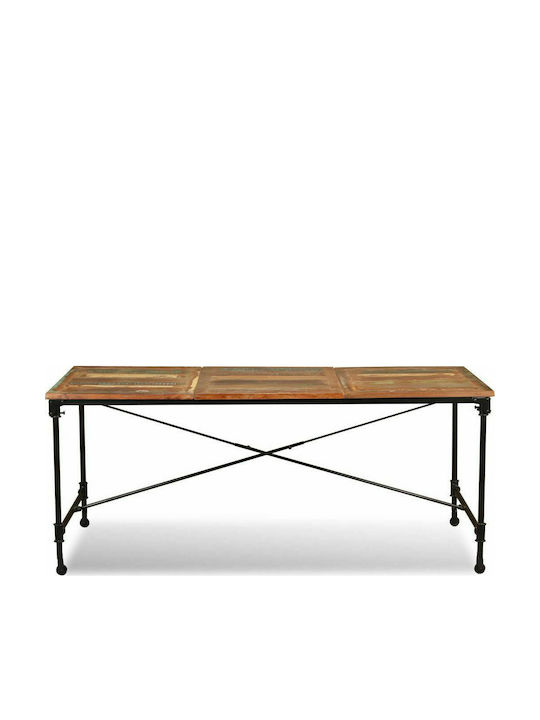 Tisch Speisesaal aus Massivholz & Metall Natürlich 180x90x76cm