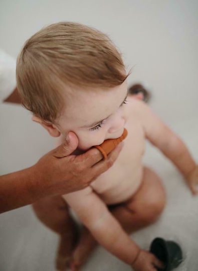 Mushie Set Baby Finger Toothbrushes for 0m+ 2pcs Clay / Shifting Sand