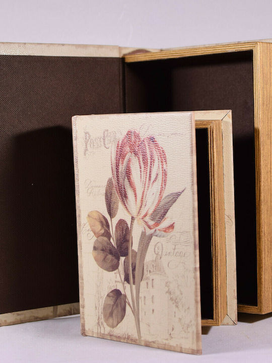 SP Souliotis Set of Wooden Decorative Boxes Flower Shaped as Book 2 Pieces