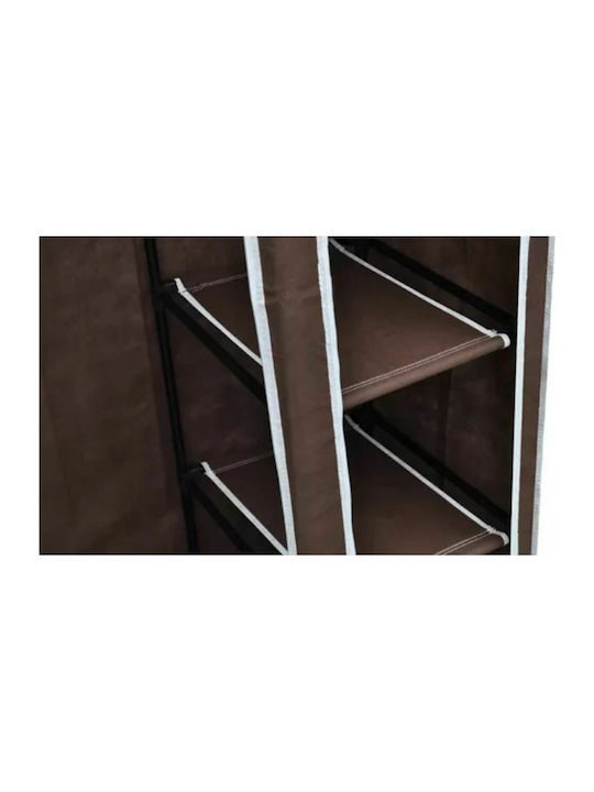 vidaXL Fabric Wardrobe with Zipper and Shelves in Brown Color 110x45x175cm