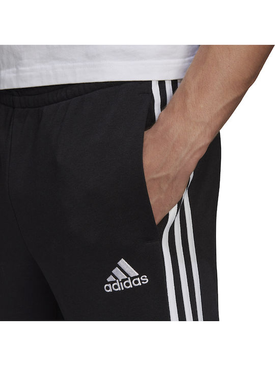 Essentials 3 Stripes Παντελόνι Φόρμας με Λάστιχο Μαύρο