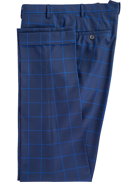 Slim fit suit with plaid print - Blue 007