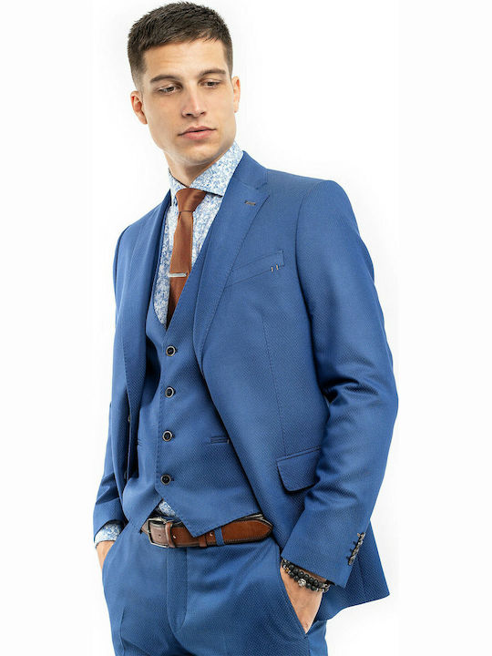 Κοστούμι Slim Fit three pieces 0292 - 004 Βlue royal