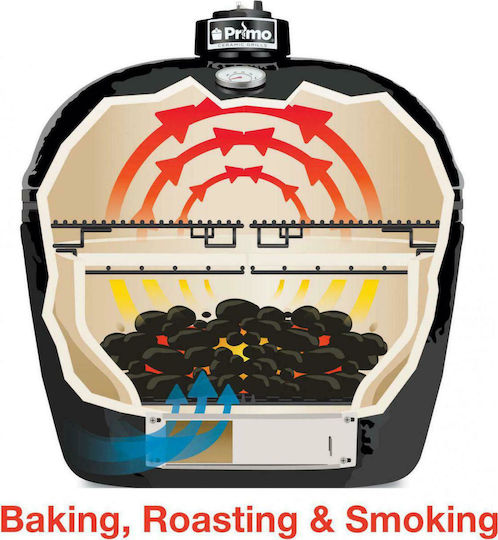 Primo Grills Керамично Барбекю на Въглища Kamado с Капак и Термометър 64x64см