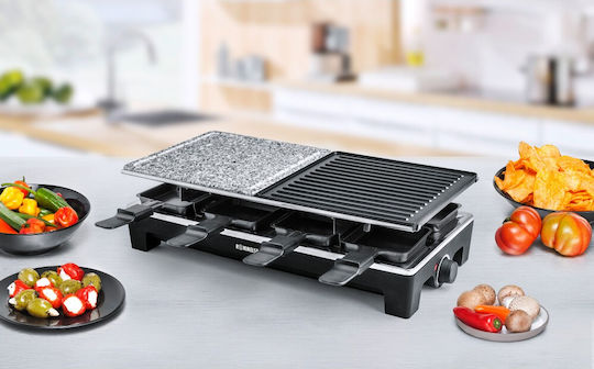 Rommelsbacher RCS 1350 Tischplatte Elektrogrill Raclette Glatte und Geriffelte Platte 1350W mit einstellbarem Thermostat 48.5cmx23.3cmcm