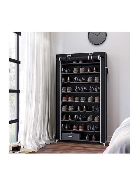 Fabric Shoe Organizer with 9 Shelves Black 88x28x160cm