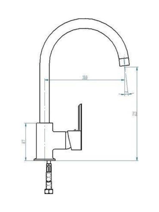 Venezia Plus Tall Kitchen Faucet Counter Silver