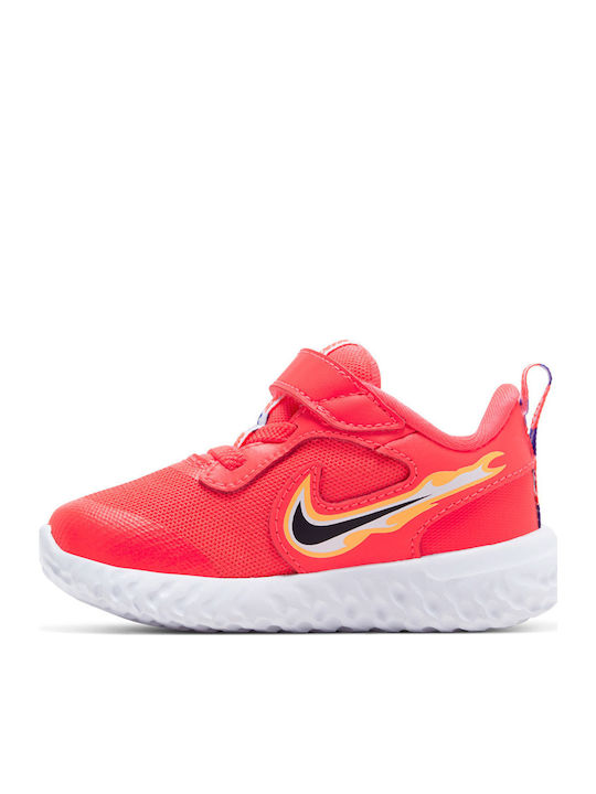 Revolution Revolution 5 TDV Kids Sports Shoes Running with Hoop & Loop Closure Laser Crimson / Opti Yellow / Laser Orange / Dark Smoke Grey