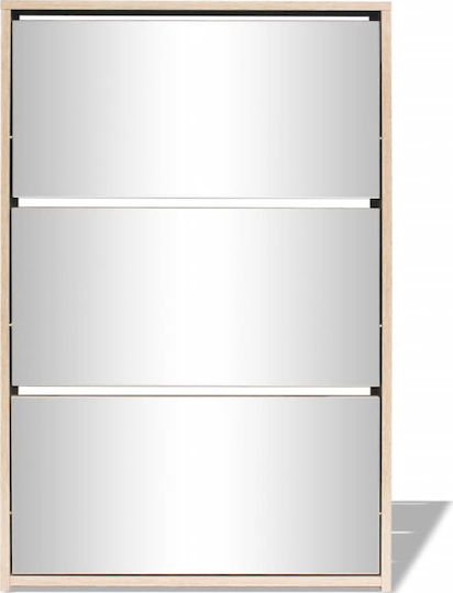 Wooden Shoe Organizer with 3 Shelves Beige 63x17x102.5cm