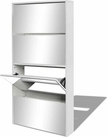 Suport pentru pantofi cu 4 Rafturi Albă L63xW17xH134cm