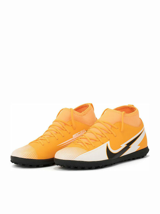 Superfly 7 Club TF Kids Turf Soccer Shoes with Sock Yellow
