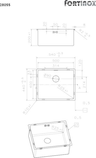 Fortinox Squadro Υποκαθήμενος Inox Μ54xΠ44cm Fortinox Squadro Υποκαθήμενος Inox Μ54xΠ44cm