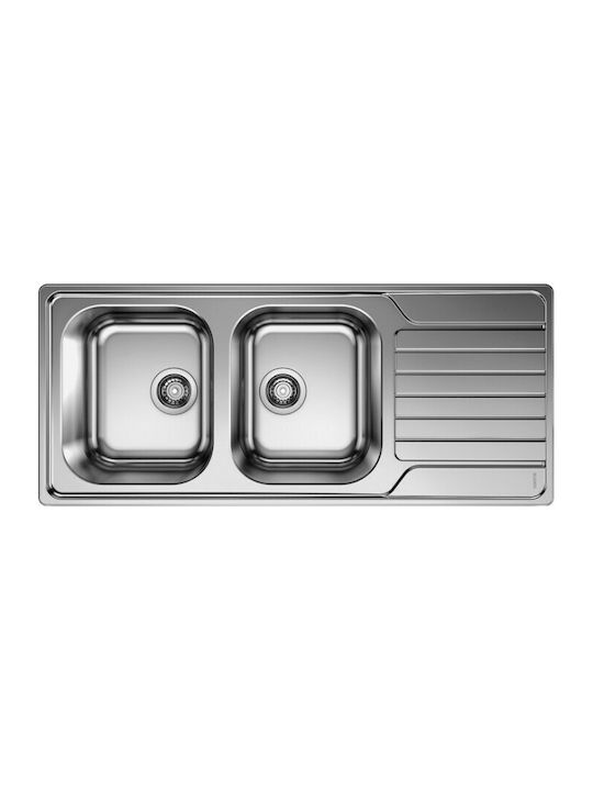 Blanco Dinas 8 S 523376 Drop-In Spüle Inox Gebürstet B116xT50cm Silber