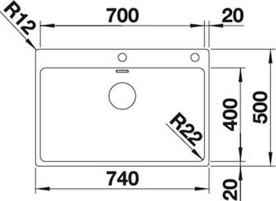 Blanco Zerox 700-U InFino Υποκαθήμενος Νεροχύτης Inox Σατινέ Μ74xΠ44cm Ασημί
