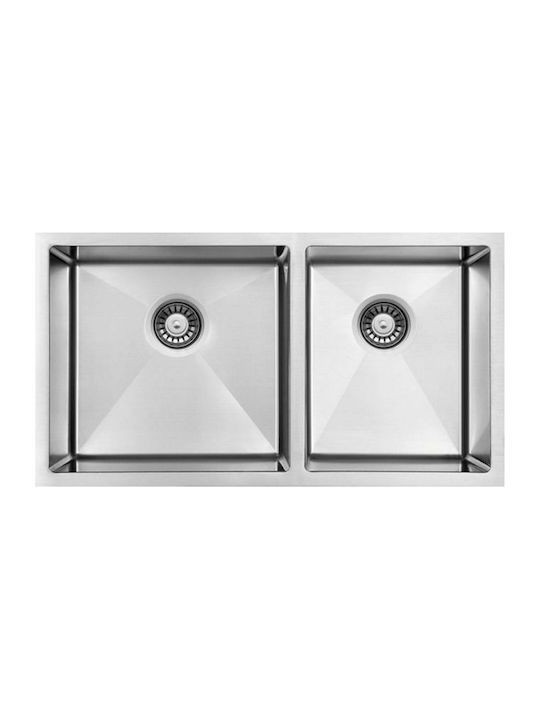 Macart Star 10 U-200 Υποκαθήμενος Νεροχύτης Αριστερός Inox Σατινέ Μ85xΠ43cm Ασημί