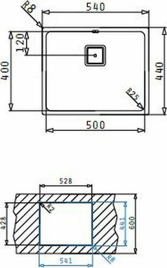 Pyramis Lume 1B 101023701 Flush Mounted Sink Inox Satin W40xD40cm Silver
