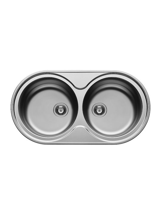 Pyramis SR 2 Ένθετος Νεροχύτης Inox Σατινέ 90x48cm Ασημί