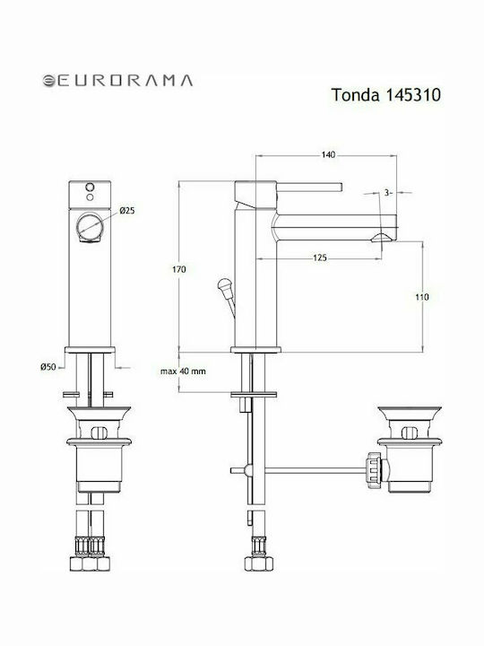 Eurorama Tonda Mischung Waschtischarmatur Black Matt