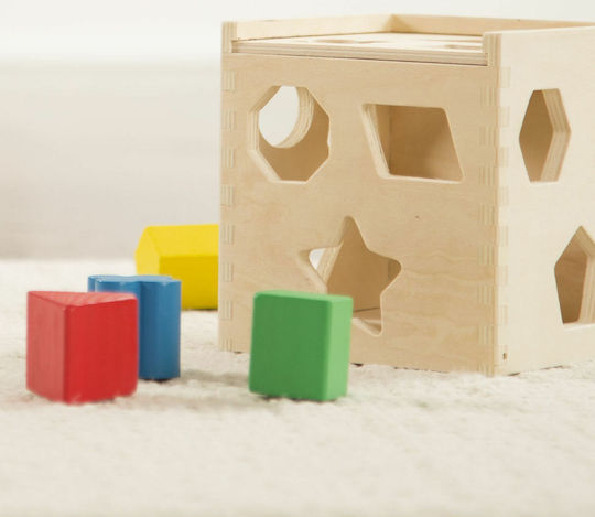 Melissa & Doug Shape Sorting Toy Shape Shorting Cube made of Wood with Sounds for 24++ Months