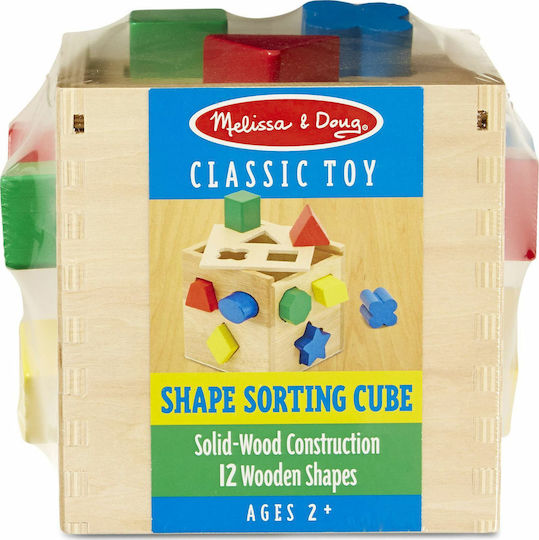 Melissa & Doug Shape Sorting Toy Shape Shorting Cube made of Wood with Sounds for 24++ Months