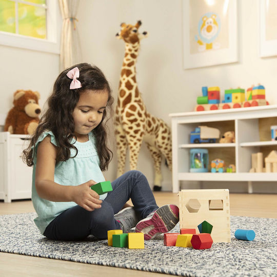 Melissa & Doug Shape Sorting Toy Shape Shorting Cube made of Wood with Sounds for 24++ Months