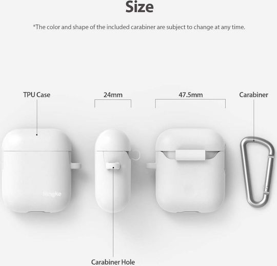 Ringke High Grade TPU Калъф с кука в Бял цвят за Apple AirPods 1 / AirPods 2