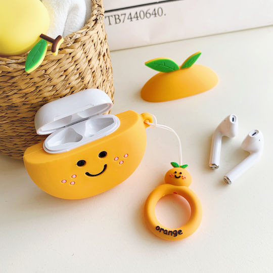 Lykl Orange Hülle Silikon in Orange Farbe für Apple AirPods
