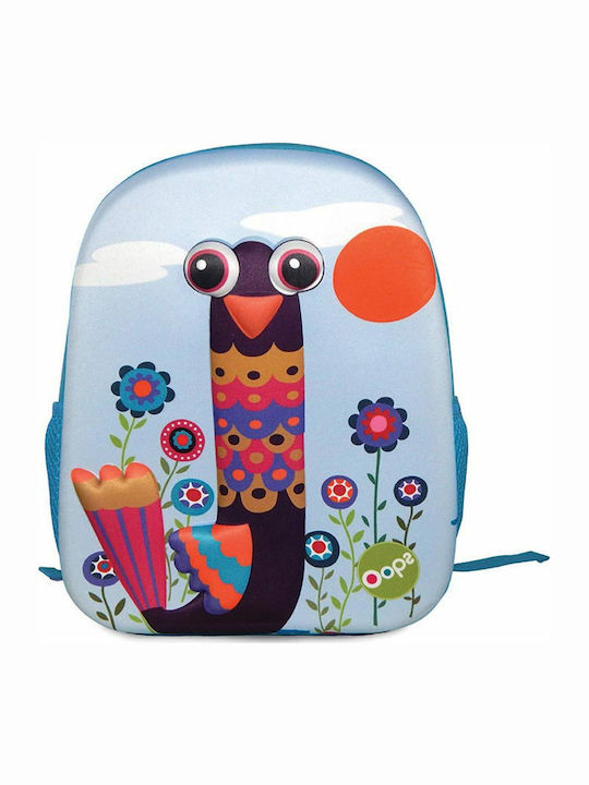 Oops Happy Pfau Schulranzen Rucksack Kindergarten in Hellblau Farbe