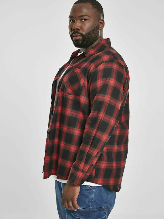 Long-sleeved Flannel Shirt Checked Burgundy