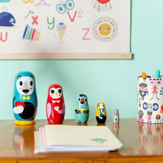 Petit Monkey Animăluț Nesting Monkey din Lemn pentru 24++ Luni