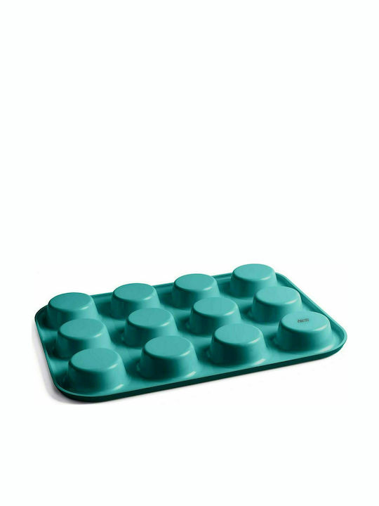 Jamie Oliver Formă de Patiserie pentru Cupcakes/Muffins din Aluminiu 12 Locuri 35x27x3buc Green 1buc