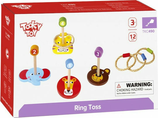 Tooky Toys Wooden Interactive Toy Rings Animals for 3+ Years (Various Designs) 1pc